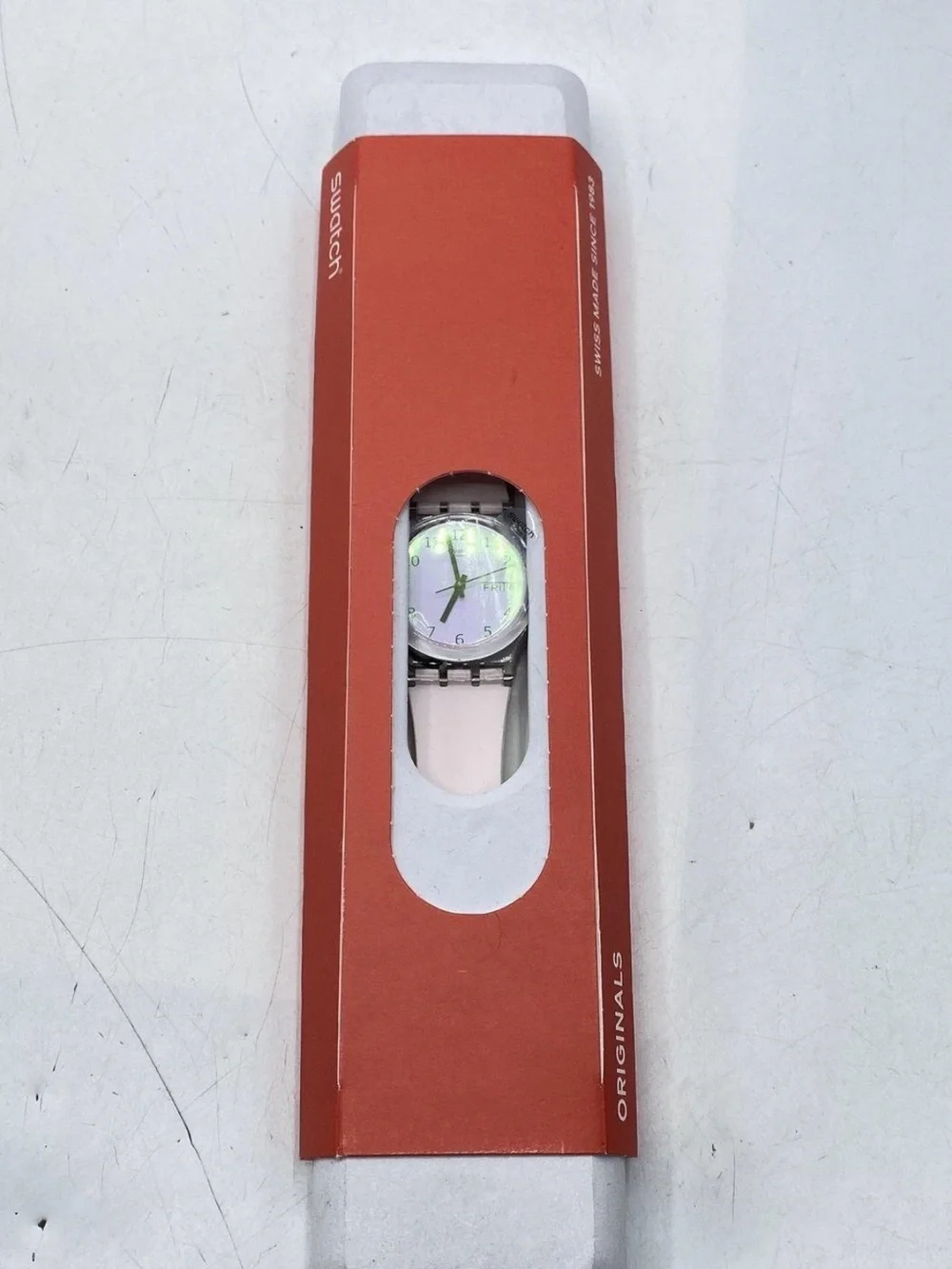 Swatch ULTRAROSE Solar Spectrum Pink Strap Watch with Iridescent Dial